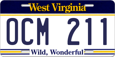 WV license plate OCM211