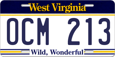 WV license plate OCM213