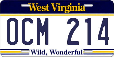 WV license plate OCM214