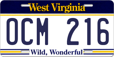 WV license plate OCM216