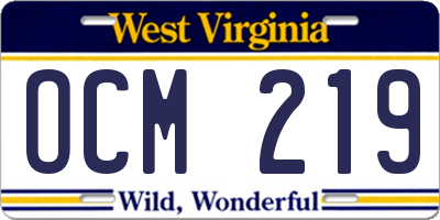 WV license plate OCM219