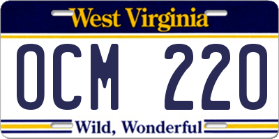 WV license plate OCM220