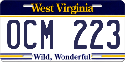 WV license plate OCM223