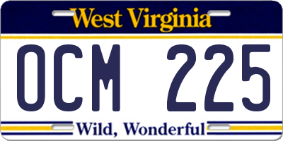 WV license plate OCM225