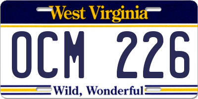 WV license plate OCM226