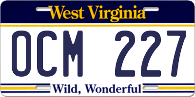 WV license plate OCM227