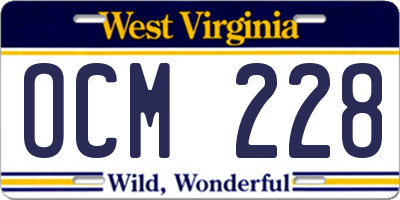 WV license plate OCM228