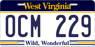 WV license plate OCM229