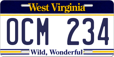 WV license plate OCM234