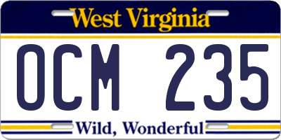 WV license plate OCM235