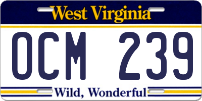 WV license plate OCM239