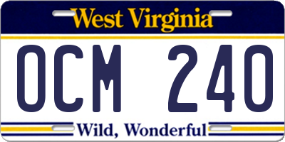 WV license plate OCM240