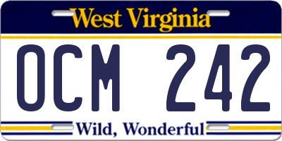 WV license plate OCM242