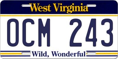 WV license plate OCM243