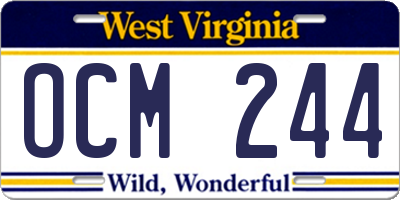 WV license plate OCM244