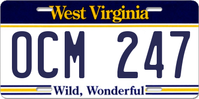 WV license plate OCM247