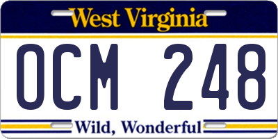 WV license plate OCM248