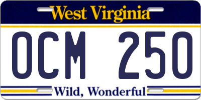 WV license plate OCM250