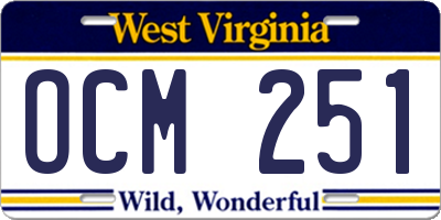 WV license plate OCM251