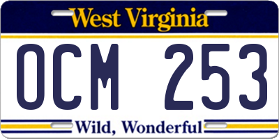 WV license plate OCM253