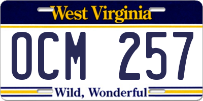 WV license plate OCM257