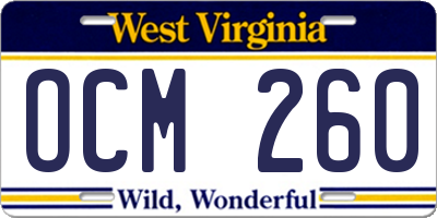 WV license plate OCM260