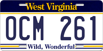 WV license plate OCM261