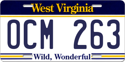WV license plate OCM263