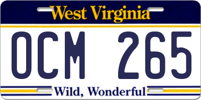 WV license plate OCM265