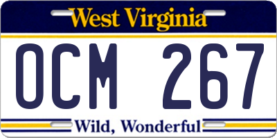WV license plate OCM267