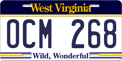 WV license plate OCM268