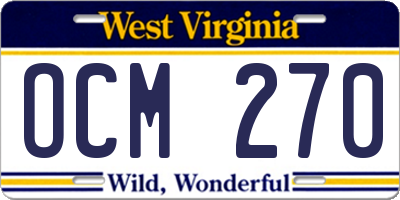WV license plate OCM270