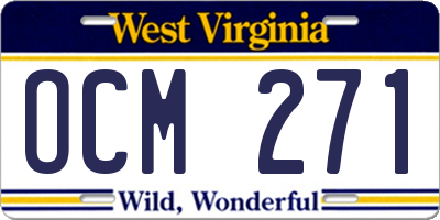 WV license plate OCM271
