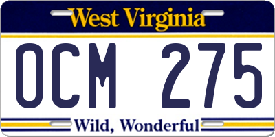 WV license plate OCM275