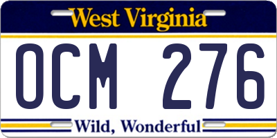 WV license plate OCM276
