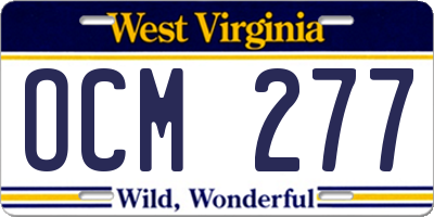 WV license plate OCM277