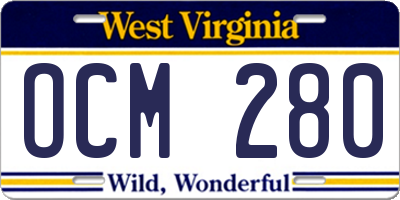 WV license plate OCM280