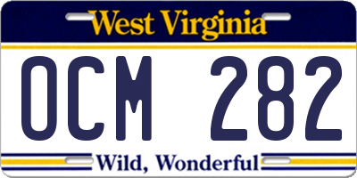 WV license plate OCM282