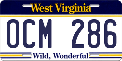 WV license plate OCM286