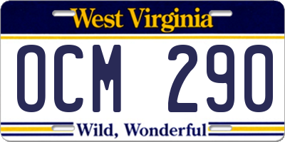 WV license plate OCM290