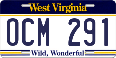 WV license plate OCM291