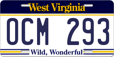 WV license plate OCM293