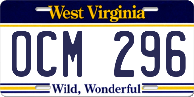 WV license plate OCM296