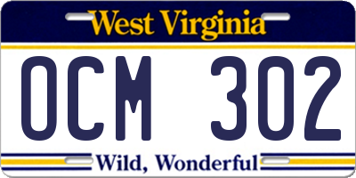 WV license plate OCM302