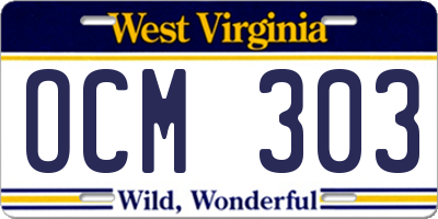 WV license plate OCM303