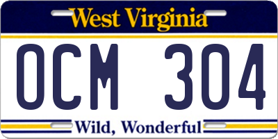 WV license plate OCM304