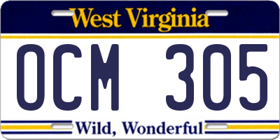 WV license plate OCM305