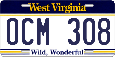 WV license plate OCM308