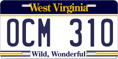 WV license plate OCM310