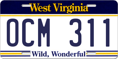 WV license plate OCM311